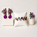 Kit Brinco, Anel Regulável e Bracelete Scarlat - Roxo com Verde