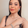 Kit Brinco Bracelete e Colar Diane Cristal Banho Dourado