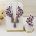Kit Brinco Colar e Anel Regulável Deborah tons Com Roxo