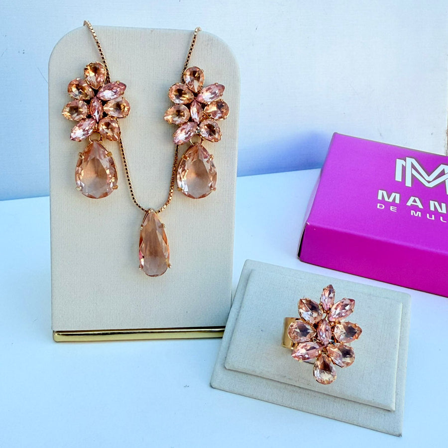Kit Brinco Colar e Anel Regulável Sotto Nude