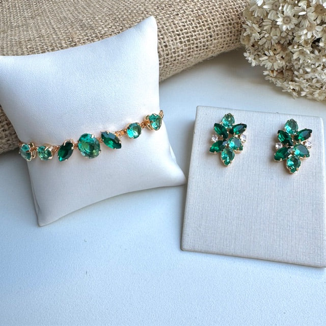 Kit Brinco com Pulseira Blair Esmeralda com Turmalina