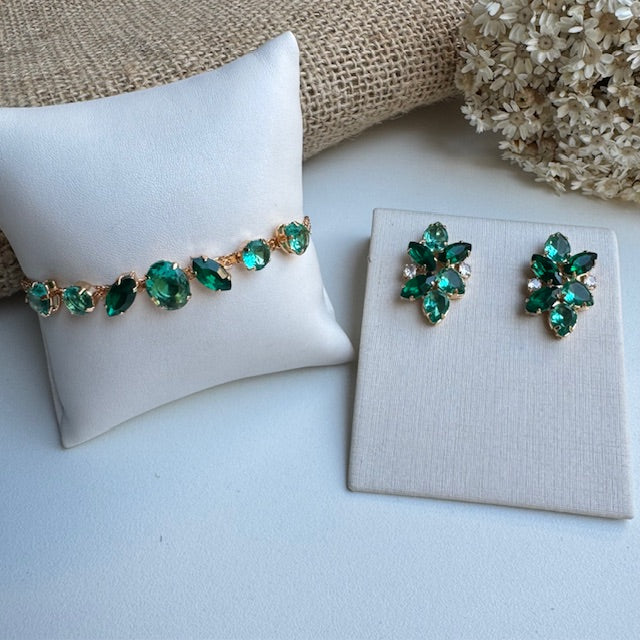 Kit Brinco com Pulseira Blair Esmeralda com Turmalina
