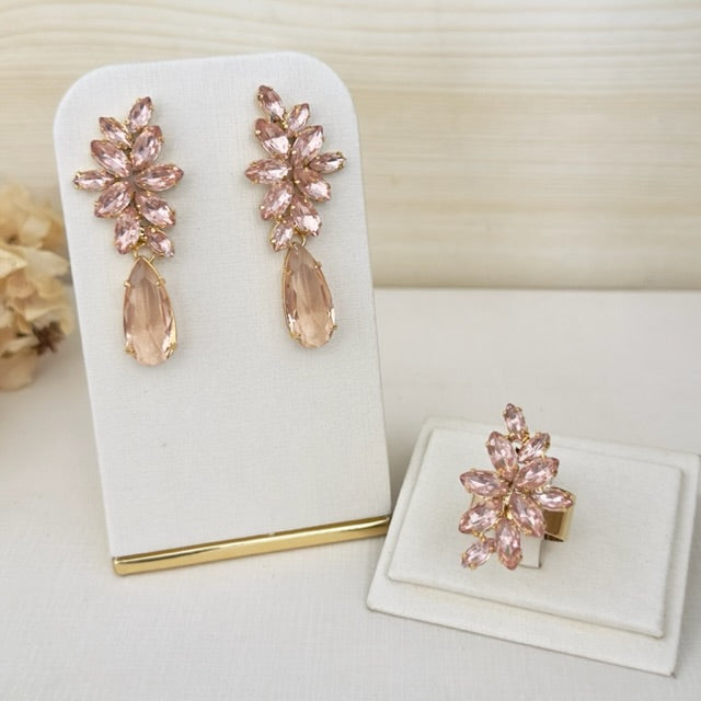 Kit Brinco e Anel Mini Londres de Pedraria Nude Dourado