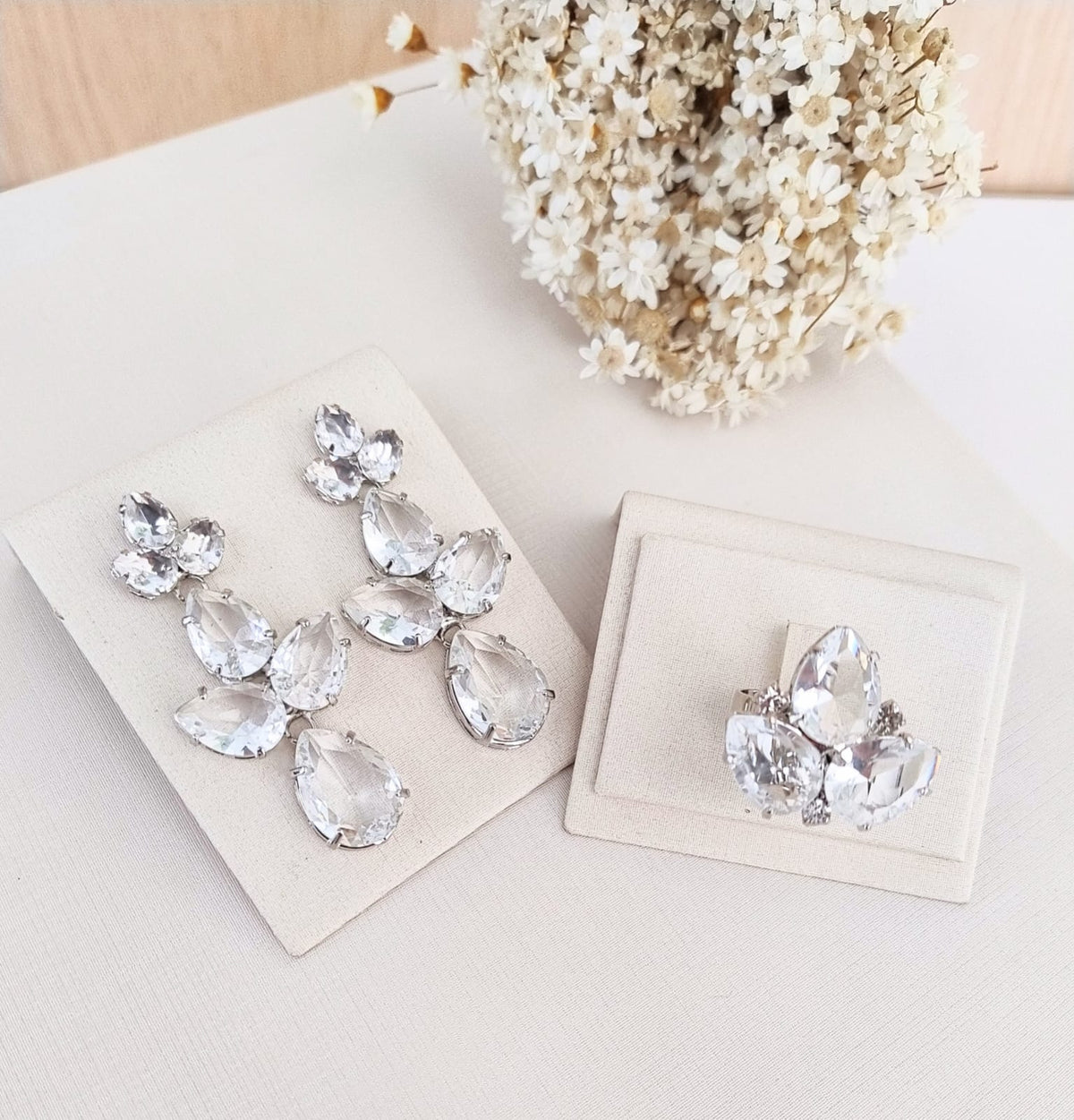 kit Brinco e Anel Regulável Kyara Cristal de Zircônia Prata