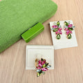 Kit Brinco e Anel Regulável Marina Pink Com Verde Oliva + Clutch