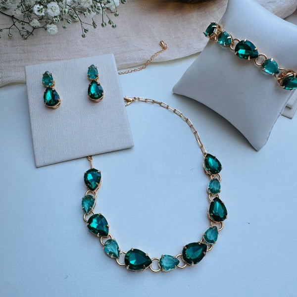 Kit Brinco, Pulseira, Colar Tons e Verde - Gisele