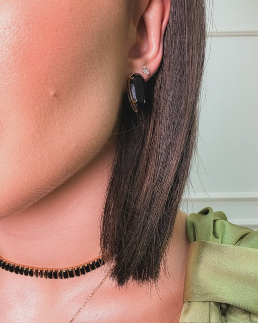 Kit Chocker, Colar, Brinco Rafatalis Preto de Zircônia