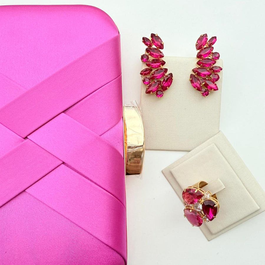 Kit Clutch, Anel Regulável e Ear Curf Taua Pink
