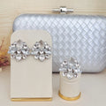 Kit Clutch, Brinco e Anel Regulável Manhattan de Zircônia Cristal Prata