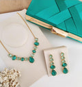 Kit Clutch, Colar e Brinco de Zircônia Turmalina Menta Lippe