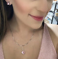 Kit colar + brinco Cunha ROSA no Prata