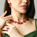 KIT COLAR, BRINCO E ANEL REGULÁVEL MIDTOWN ROSA PINK DOURADO