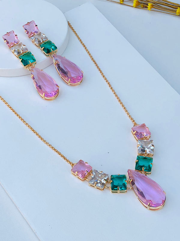 kit Colar com Brinco de Zircônia Henessy