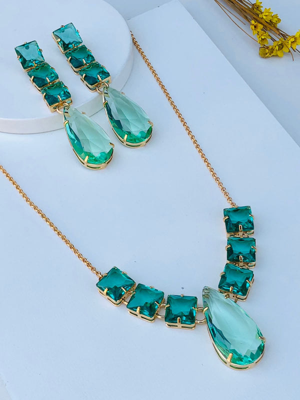 kit Colar com Brinco de Zircônia Henessy Esmeralda