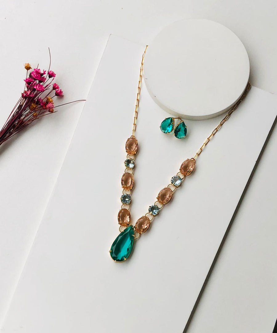kit Colar com Brinco de Zircônia Luxo Laus