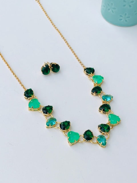 Kit Colar com Brinco Tons de Verde de Zircônia Zênite