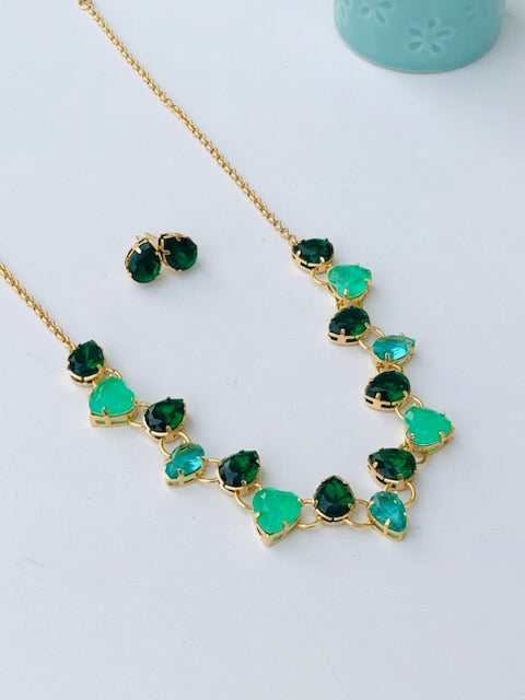 Kit Colar com Brinco Tons de Verde de Zircônia Zênite