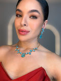 Kit Colar e Brinco Azul Claro Cannes