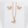 kit Colar e Brinco Borboleta de Zircônia Banho de Ouro 18k