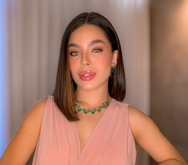 Kit colar e brinco Miriam de Zircônia Turmalina