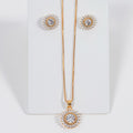 kit Colar e Brinco Ponts de Zircônia Cristal Banho de Ouro 18k
