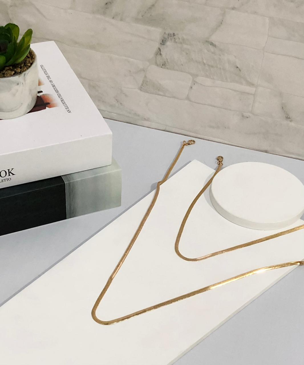 Kit Colar e Choker Fita Laminada Lisa