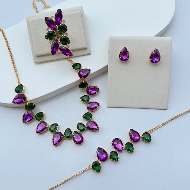 Kit de 4 Acessórios Roxo com Verde Miriam