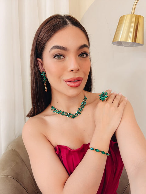 kit de 4 Acessórios Jessy Esmeralda Dourado