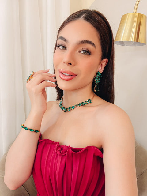 kit de 4 Acessórios Jessy Esmeralda Dourado