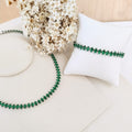 Kit de Riviera e Pulseira Navete Verde Esmeralda Prata