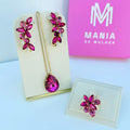 Kit Ear Curf Colar e Anel Regulável Lidy Pink