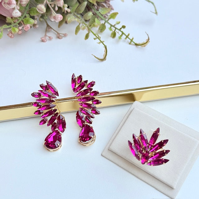 Kit Ear Curf com Anel Regulável Pink de Pedraria Adriana