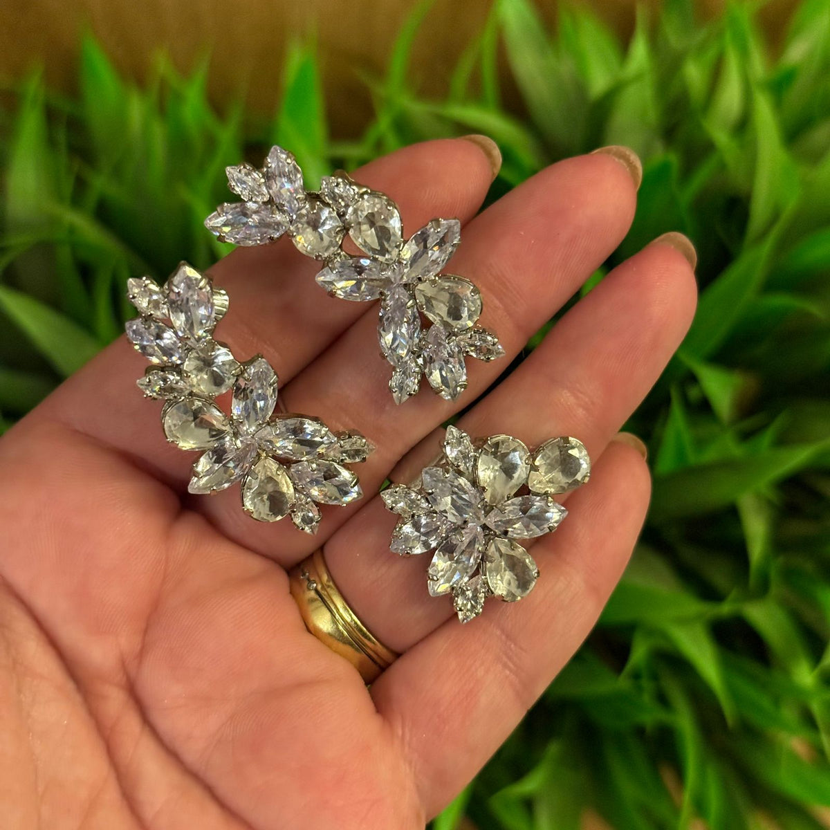 Kit Ear Curf e Anel Regulável de Zircônia Cristal  Prata - Lidy