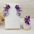 Kit Ear Kurf e Anel Regulável Tons de Roxo Heyle Dourado