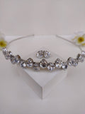 Kit tiara + brinco de zircônia Ziq cristal
