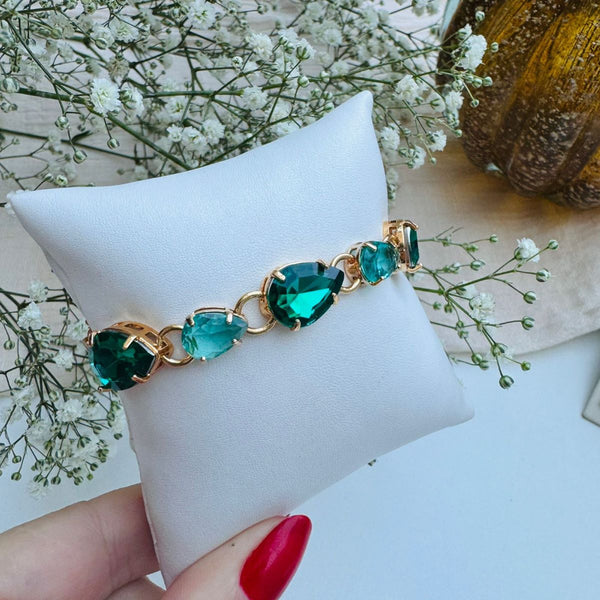 Pulseira de Pedraria Tons de Verde - Flora