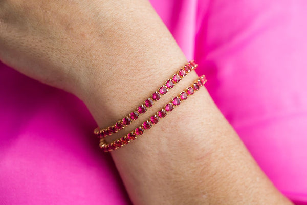 Pulseira dupla de Zircônia rosa Pink