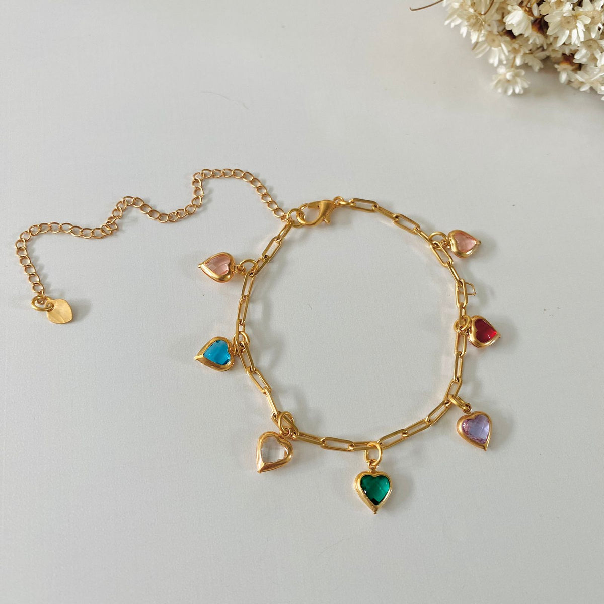 Pulseira Pingentes de Zircônia de Coração Collor