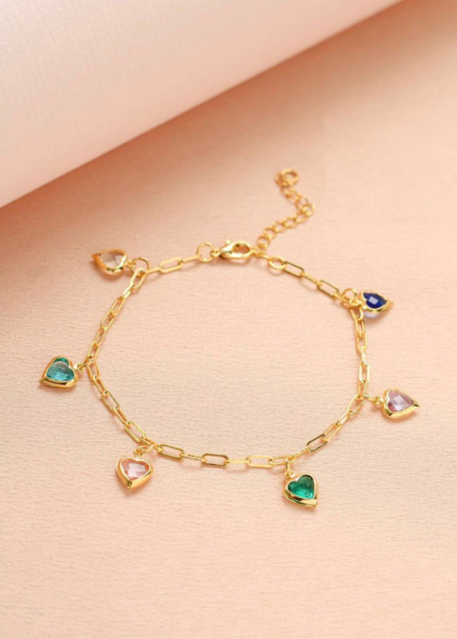 Pulseira Pingentes de Zircônia de Coração Collor