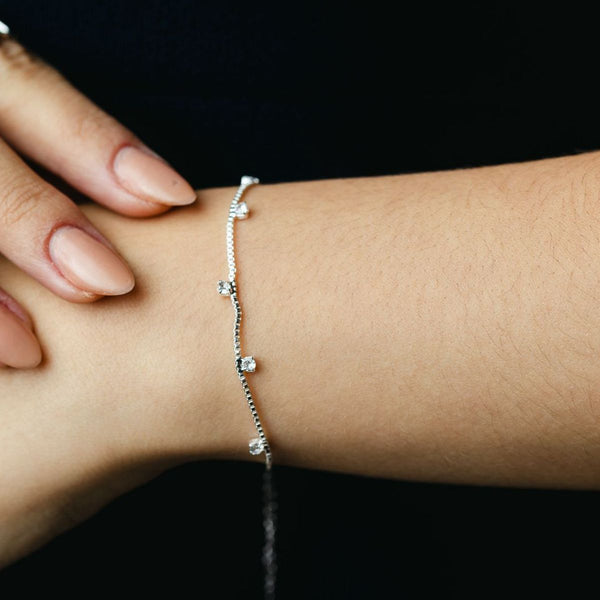 Pulseira Ponto de Luz em Zircônia Cristal Prata