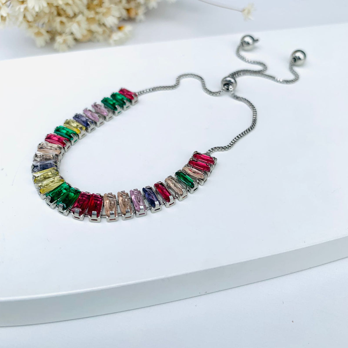 Pulseira Rafas de Zircônia Colorida Ajustável