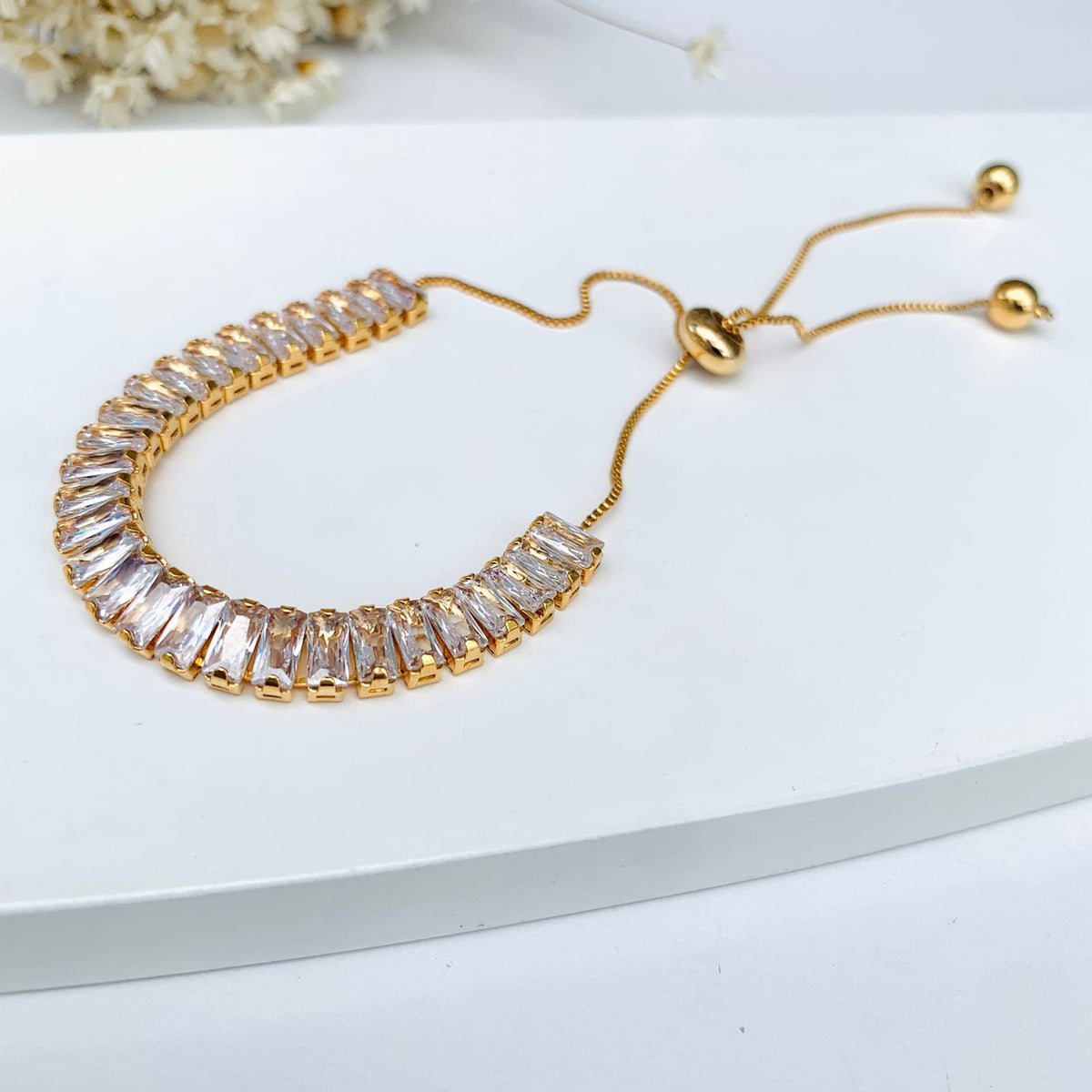 Pulseira Rafas de Zircônia Cristal Ajustável