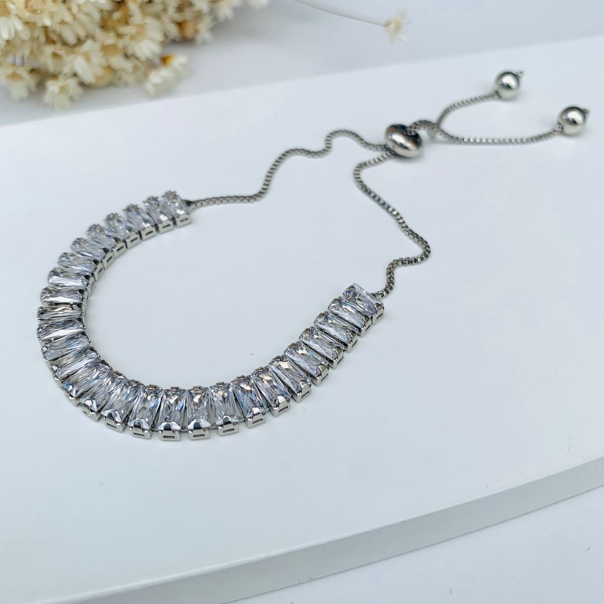 Pulseira Rafas de Zircônia Cristal Ajustável