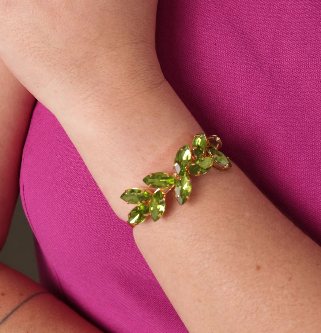 Bracelete Ajustável Scarlat  Verde Oliva Dourado
