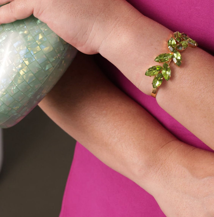 Bracelete Ajustável Scarlat  Verde Oliva Dourado