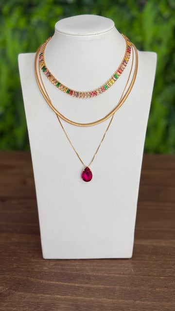 Trio de Colares Zircônia com PINK Tamy